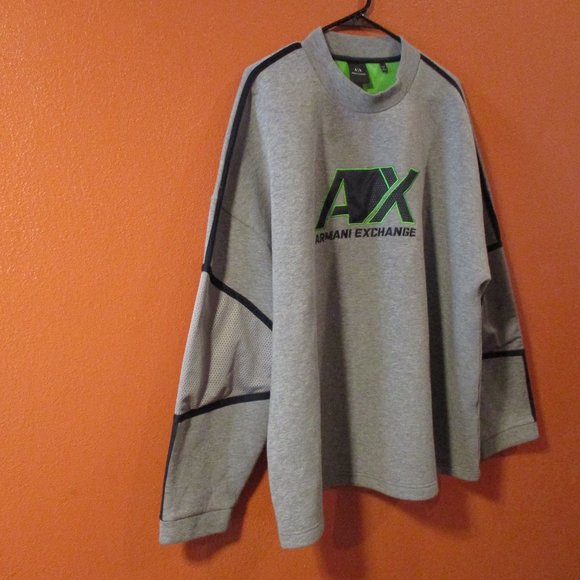 Armani Exchange Men XXL Gray Green Black Warm Outdoors Long Sleeve Sweatshirt - Picture 2 of 6